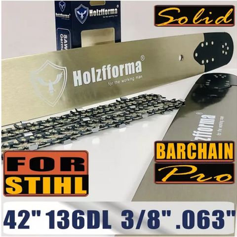 Holzfforma®丰馬42寸 .3/8" .063"136节导板链条组合适配于斯蒂尔MS440 MS441 MS460 MS461 MS660 MS661 MS650 066 065 064