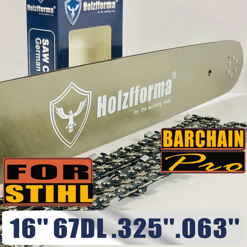 Holzfforma®丰馬16寸 .325" .063"67节导板链条组合适配于丰馬G260斯蒂尔MS260