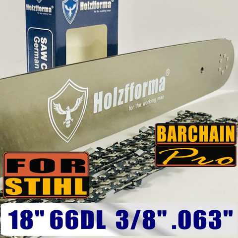 Holzfforma®丰馬18寸 .3/8" .050"66节导板链条组合适配于斯蒂尔 MS361 MS362 MS380 MS390 MS440 MS441 MS460 MS461 MS660 MS661 MS650