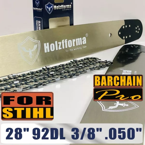 Holzfforma®丰馬28寸 .3/8" .050"92节导板链条组合适配于丰馬G466 G660斯蒂尔MS360 MS460