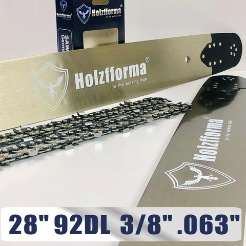 Holzfforma®丰馬28寸 .3/8" .063"92节导板链条组合适配于丰馬G388 G366 G444 G460 G660斯蒂尔MS660 MS440