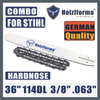 Holzfforma®丰馬36寸 .3/8".063"114节导板链条组合适配于丰馬G466 G660斯蒂尔MS460 S660