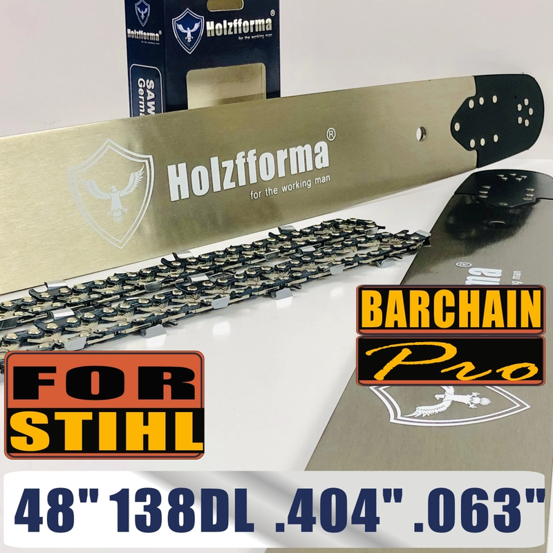 Holzfforma®丰馬48寸 .404".063"138节导板链条组合适配于丰馬G888斯蒂尔MS880