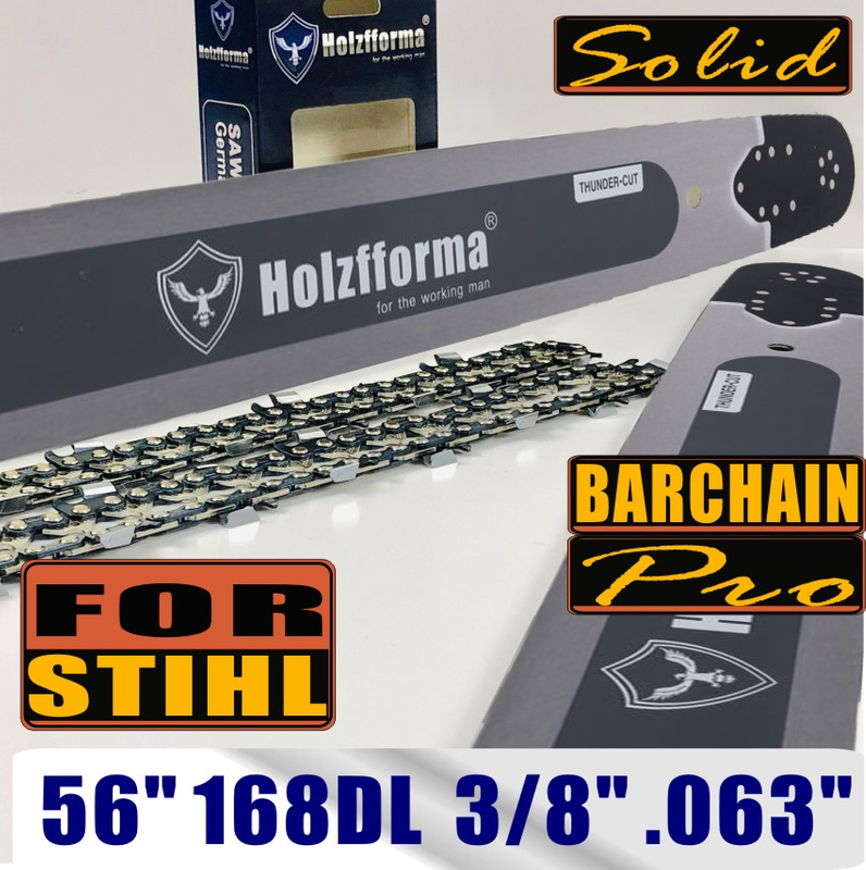 Holzfforma®丰馬56寸 .3/8" .063"168节导板直角链条组合适配于斯蒂尔MS660