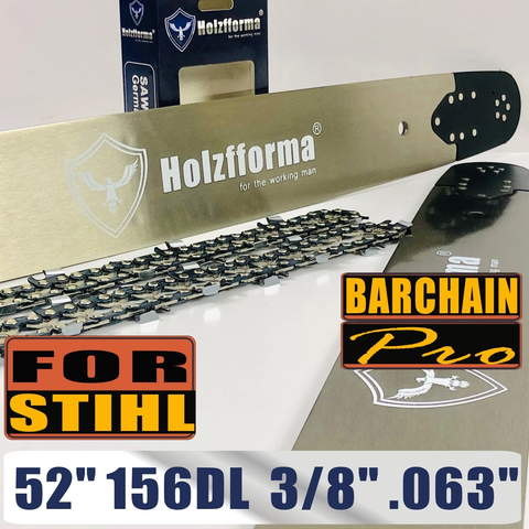 Holzfforma®丰馬52寸 .3/8" .063"156节导板链条组合适配于斯蒂尔MS440 MS460